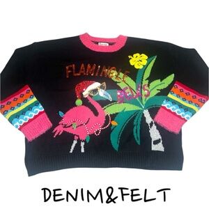 Major Label Group Women’s “Flamingle Bells” Sequins Christmas Sweater |NEW/NWOT!